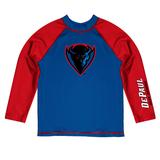 Toddler Vive La Fete Royal/Scarlet DePaul Blue Demons Solid Contrast Rash Guard