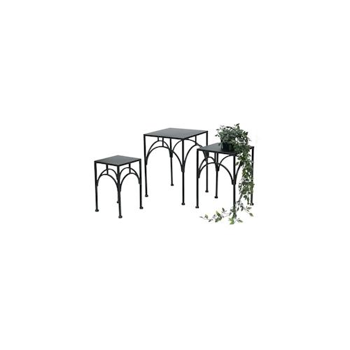 DanDiBo Blumenhocker Metall Schwarz Eckig Blumenständer Beistelltisch 96449 3er Set Pflanzenständer Blumensäule Modern Pflanzenhocker