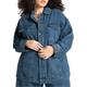 Plus Size Women's Barkwood x ELOQUII Oversized Embellished Denim Jacket by ELOQUII in Medium Wash (Size 14/16)