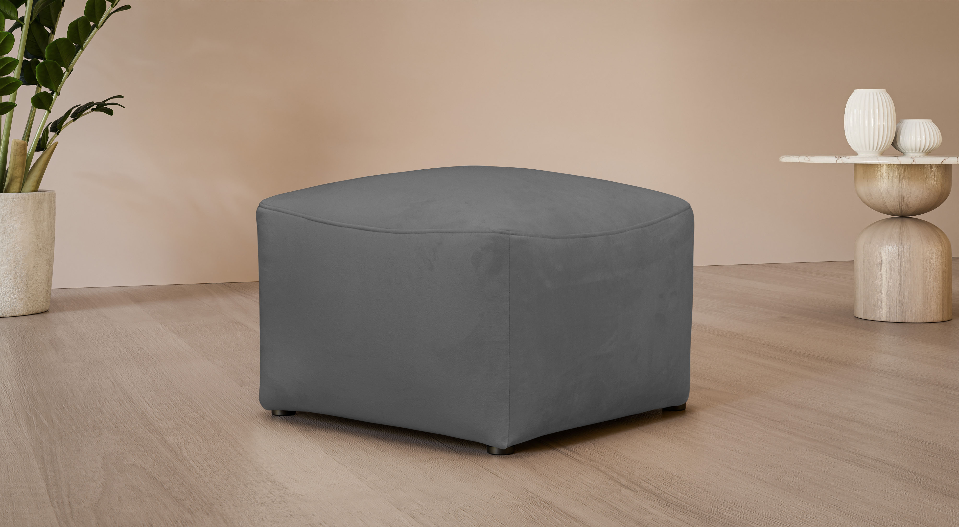 Polsterhocker "YANI Sitzhocker mit Wellenunterfederung, Maße B/T/H: 65/65/46 cm", grau (dunkelgrau), B:65cm H:46cm T:65cm, 100% Polyester, LEGER HOME BY LENA GERCKE, Hocker, kleiner Hocker passend zur Serie Yani, in hochwertiger Verarbeitung