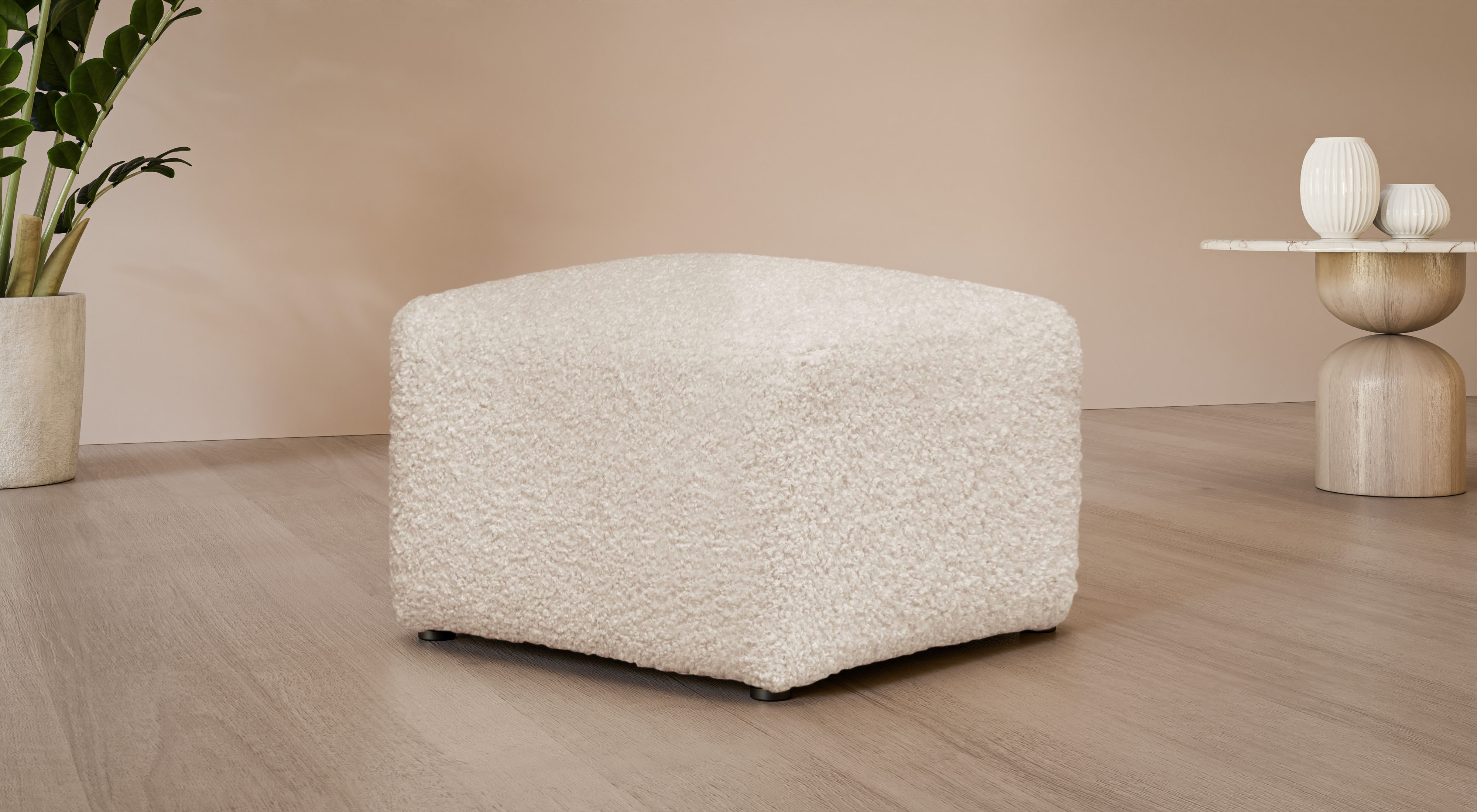 Polsterhocker "YANI Sitzhocker mit Wellenunterfederung, Maße B/T/H: 65/65/46 cm", beige, B:65cm H:46cm T:65cm, 100% Polyester, LEGER HOME BY LENA GERCKE, Hocker, kleiner Hocker passend zur Serie Yani, in hochwertiger Verarbeitung