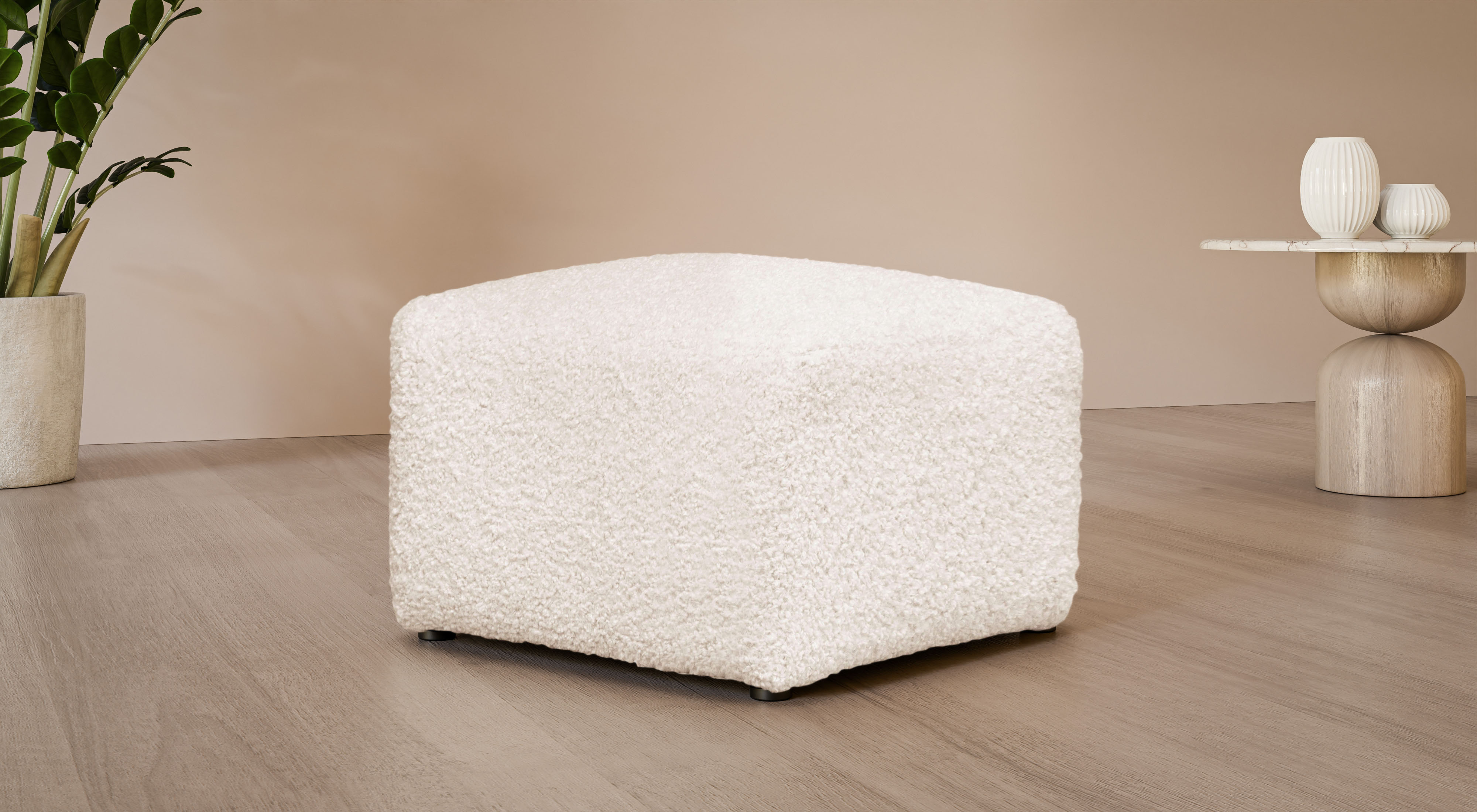 Polsterhocker "YANI Sitzhocker mit Wellenunterfederung, Maße B/T/H: 65/65/46 cm", beige (creme), B:65cm H:46cm T:65cm, 100% Polyester, LEGER HOME BY LENA GERCKE, Hocker, kleiner Hocker passend zur Serie Yani, in hochwertiger Verarbeitung