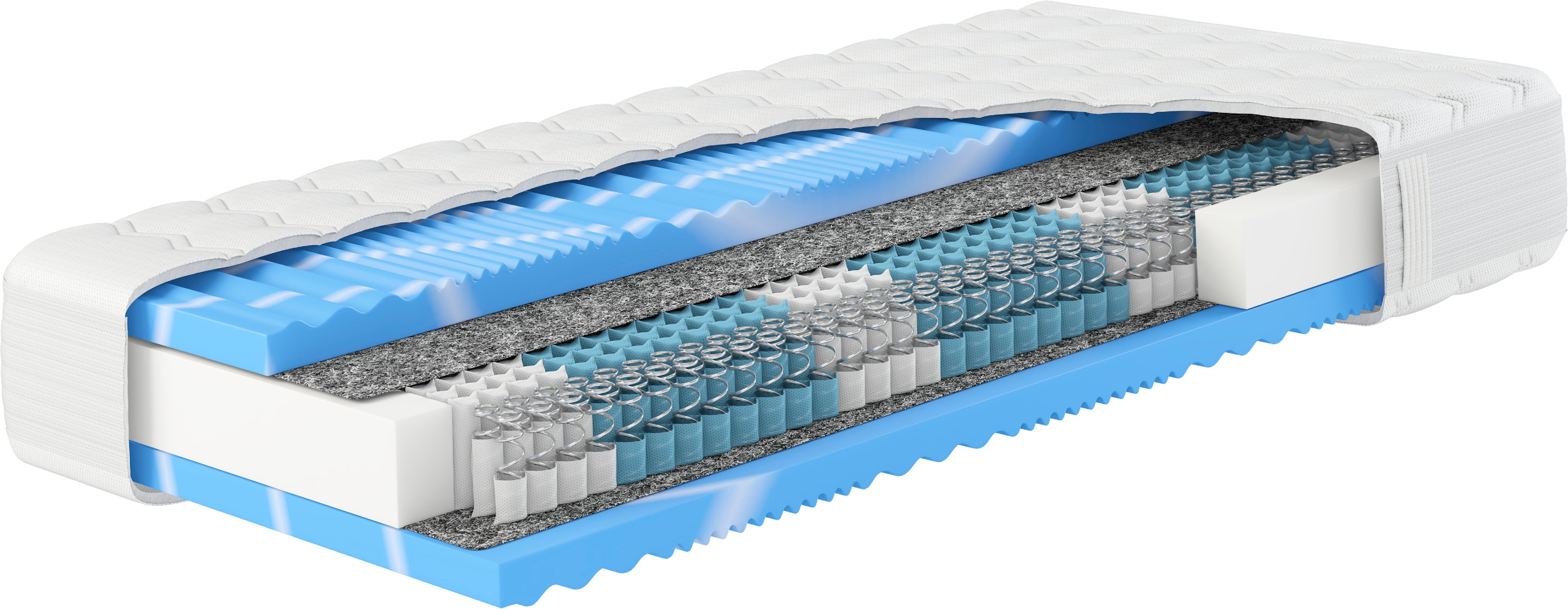 Taschenfederkernmatratze HN8 SCHLAFSYSTEME "Premium-Taschenfederkern-Matratze XXL Gelstar T-1000, 25cm Komforthöhe" Gr. 3, weiß, B:140cm H:25cm L:200cm, Bezug (oben): 65% Polyester, 34% Viskose, 1% Elasthan. Bezug (unten): 65% Polyester, 34%... Image
