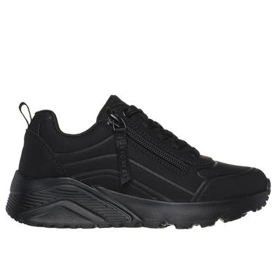 Skechers Girl's Uno Lite - Easy Zip Sneaker | Size 1.0 | Black | Synthetic | Machine Washable