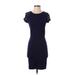 John & Jenn Casual Dress - Bodycon Crew Neck Short sleeves: Blue Print Dresses - Women's Size Small