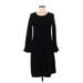 Ann Taylor Casual Dress Scoop Neck 3/4 sleeves: Black Solid Dresses - Women's Size Medium