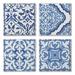 Bungalow Rose Blue & White Scrollwork 4-Pack Absorbent Stone Coasters Stoneware in Blue/White | 1 H x 4 W x 4 D in | Wayfair