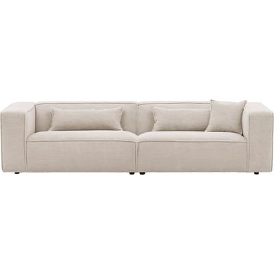 3-Sitzer "PIARA, Couch mit Kedernaht, Sofa in Cord oder Leinenoptik", beige (hellbeige), B:275cm H:66cm T:101cm, 100% Polyester, LEGER HOME BY LENA GERCKE, Sofas, schwarze Füße, bequemer Sitzkomfort Image