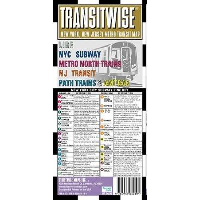 Transitwise New York New Jersey Transit Map-Lirr, Nyc Subway, Metro North Trains, Amtrak: Folding Pocket Size Travel Map