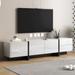 Modern TV Cabinet with High Gloss UV Surface, Unique Style TV Stand for TVs Up to 80", Entertainment Center for Living Room