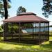 Brown1 13 x 10 ft Outdoor Gazebo Canopy Tent with Ventilated Double Roof, Removable Mesh, and Durable Construction