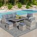 All-Inclusive 6-Piece Outdoor Garden Furniture Set for 7, PE Rattan Wicker Sectional Cushioned Sofa Set