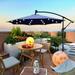 Navy Blue 10 ft Solar LED Patio Umbrella with 24 Solar-Powered Lights, All-Weather Durability