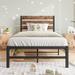 Versatile Queen Size Metal Bed with Upholstered Platform, Storage