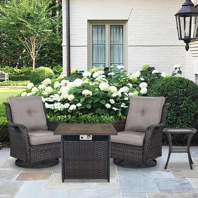 Pocassy Patio Fire Pit Table with Swivel Chair Side Table