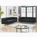 Black Classic Velvet Chesterfield Sofa Set with Nailhead Trim and Buttons Tufted Backrest, Solid Wood Frame, 3 Seater Sofa * 2