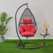 Patio PE Rattan Swing Chair With Stand and Leg Rest for Balcony