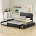 Queen Size Metal Storage Platform Bed with Trundle and 2 Drawers