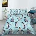 Home Textiles Penguin Printed Home Bedclothes Unique Design Blue Polyester Duvet Cover Set California King(98 x104 )