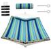 Foldable Portable Patio Hammock Swing Chair Bed with Detachable Pillow - Blue and Green