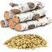 Grisun Gas Fireplace Logs Set Ceramic White Birch 6-Pcs Fake Wood Logs for Intdoor Inserts Vented Propane Electric Gas Fireplaces Outdoor Firebowl Linear Fire Pits with Glowing Embers Wool 6oz