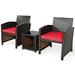 3PCS Patio Rattan Furniture Set with Cushions for Indoor and Outdoor Mix Brown+Red