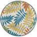 HomeRoots 4 x 4 ft. Ivory Floral Non Skid Indoor & Outdoor Round Area Rug - Ivory and Blue - 0.25in. H x 48in. W x 48in. D