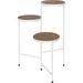 Modern Tri-Level Metal and Wood Plant Stand 17 x 22 x 30 Rustic Brown and White Decorative Three Tier Plant Stand for Display and Storage