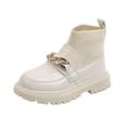 Girls Shoes Size 10-11 Children Stylish Chain Kids Ankle Boots Student Dance Shoes Elastic Knitting Patchwork on Boots Girls Little Kid Big Kid Metal Leather Socks Slip Shoes