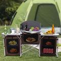 Foldable Picnic Table Kitchen Station Portable Outdoor Grill Side Table Camping