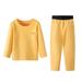 2Pack Kids Thermal Underwear Set Soft Girls Top and Long Johns Winter Base Layer Top & Bottom (150cm Yellow)