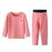 2Pack Kids Thermal Underwear Set Soft Girls Top and Long Johns Winter Base Layer Top & Bottom (130cm Pink)