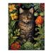 Herbaceous Henry The Garden Tabby Cat Stylish Floral Flower Design Illustration Large Wall Art Poster Print Thick Paper 18X24 Inch