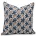 Fabdivine Block Print Throw Pillow Cover 16x16 Inch Off white Linen Decorative Cushion Cover Floral Print Boho Design Blue Pillow Cover for Sofa and Couch