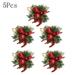 5PCS Xmas Decor Floral Arrangement Red Berry Picks Evergreen Wreath Picks & Pine Branches Artificial for Christmas Crafts & Winter Berries Spray Holly Wire Stem Pick Holiday Decorations