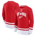 Men's Fanatics Branded Red Detroit Wings Back Pass Lace-Up Long Sleeve T-Shirt