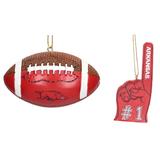 The Memory Company Arkansas Razorbacks Football & Foam Finger Ornament Two-Pack