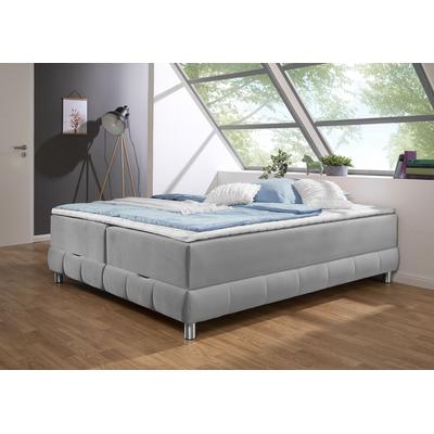 Boxspringbett INOSIGN "Vaasa", silber, B:206cm L:226cm, Komplettbetten, für Dachschrägen geeignet, inkl. Bettkasten und Topper Image