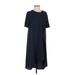 BCBGMAXAZRIA Casual Dress - Shift High Neck Short sleeves: Blue Solid Dresses - Women's Size Small