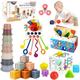 KETIEE 6 in 1 Montessori Toys for Babies 6 Months- Baby Sensory Toys | Stacking Blocks | Shape Sorter | Activity Cube | Pull String Toy | Tissue Box Gifts for Boys Girls 0 6 9 Months 1 2 3 Year Old