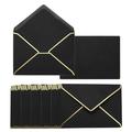 PATIKIL 200 Pack 5 x 7 Envelopes with Gold Border Christmas Envelopes for A7 Cards V Flap Envelopes for Office Wedding Gift Cards, Invitations, Photos, Graduation (Black)
