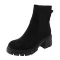 Women Platform Ankle Boots Elastic Chunky Block Heel Chelsea Booties, Knit Sock Boots Elastic Ankle Booties Round Toe Slip On Fashion Party Shoes Boots Clearance 6.5, 2_Black