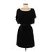 White House Black Market Casual Dress - Mini Boatneck Short sleeves: Black Print Dresses - Women's Size Small