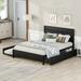 Carbon Black Metal Platform Bed Storage Bed with Trundle & 2 Drawers, Metal Structure Bedframe Platform Bed with Headboard