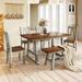 6-Piece Wood Dining Table Set Kitchen Table Set with Long Bench and 4 Dining Chairs, Farmhouse Style, Gray