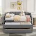 Twin Upholstered Daybed w/Trundle&3 Drawers, Wood Daybed Sofa Bed,Grey