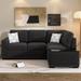 L-shaped Sectional Sofa with Pull Out Bed & Storage Chaise, Reversible Couch with USB Ports, Power Sockets, Cup Holder, Black