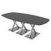 8' Arc Boat Shaped Conference Table with X Bases Data And Electric