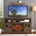 60" Electric Fireplace TV Stand Entertainment Center with Door Sensor, Fireplace Storage Cabinet Living Room TV Console, Brown