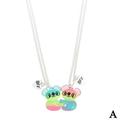 Magnetic Necklace 2 Pcs / Set Heart Shaped Best Friends Necklaces Couples Gift A0D4